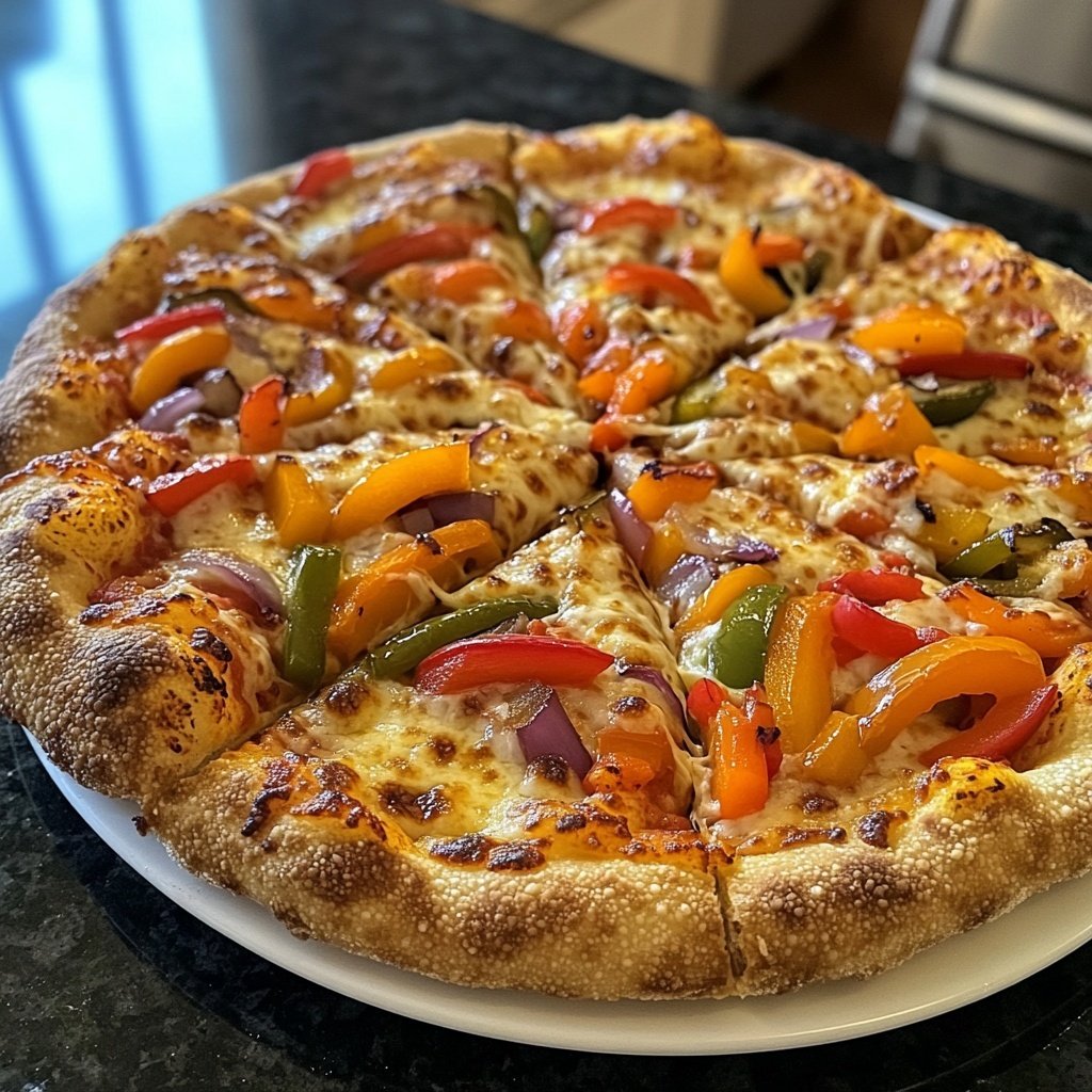 Pizza mit Paprika und Zwiebeln