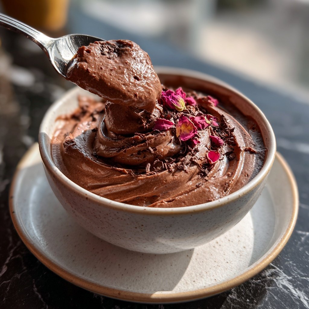 Mousse au Chocolat mit Rosenwasser