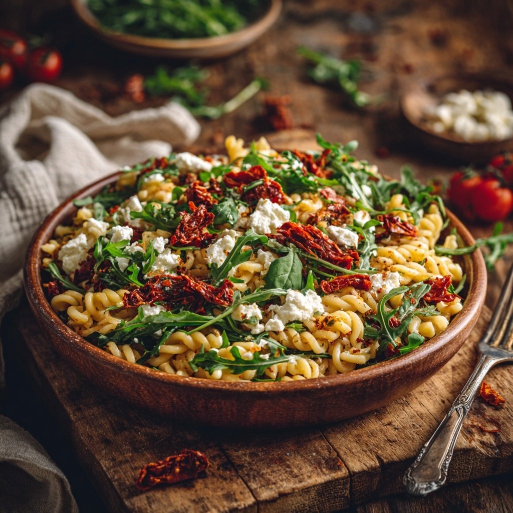 Mediterraner Nudelsalat Mit Rucola