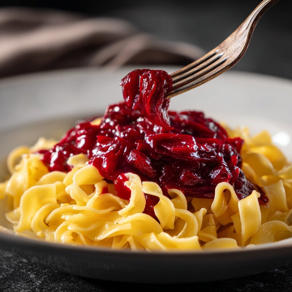 Herzförmige Pasta mit Rote-Bete-Sauce